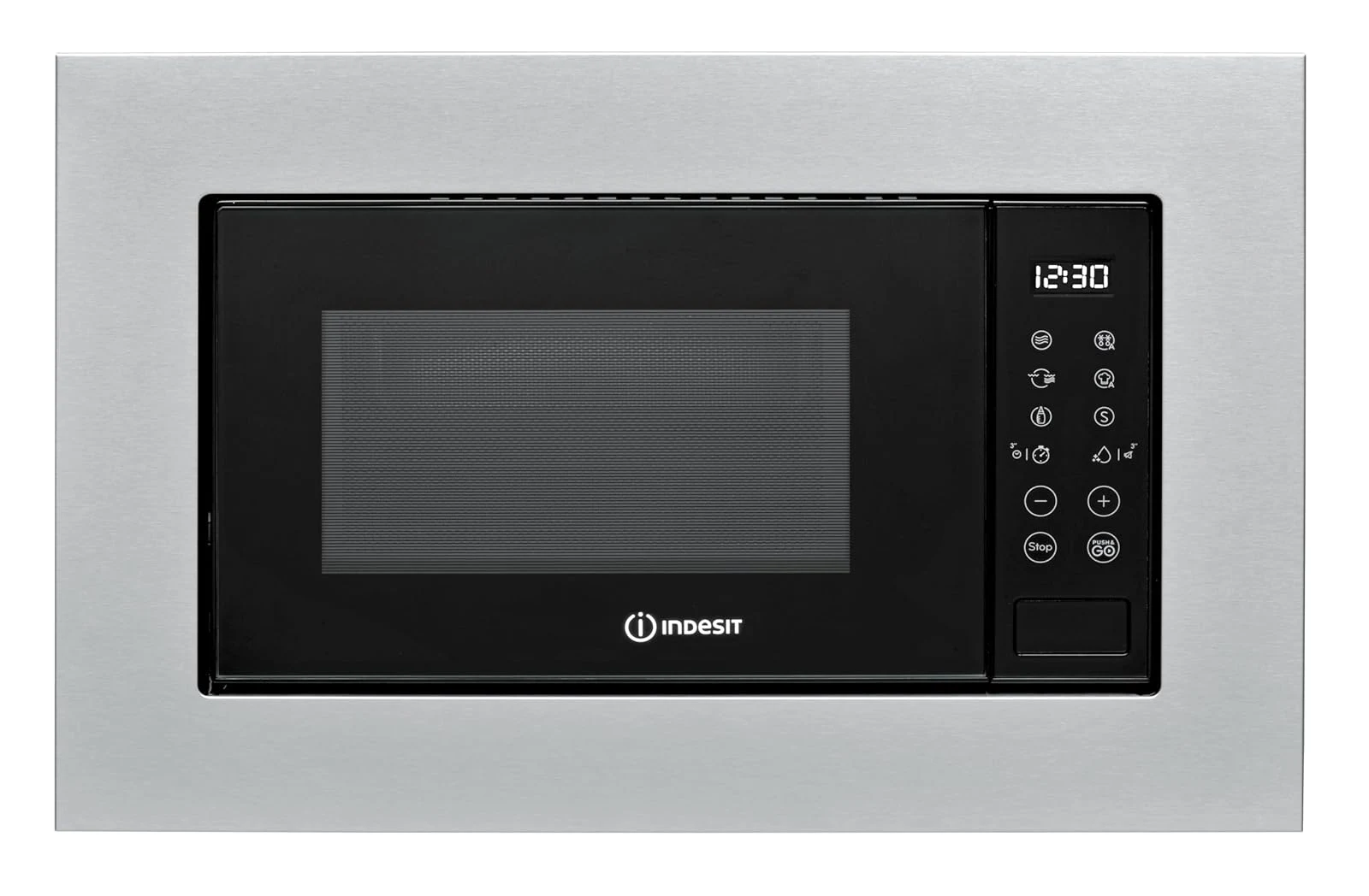 Indesit Microonde incasso MWI 120 GX.1 Microonde Da Incasso Con Grill Da 20L. Potenza Massima Microonde 800W, Potenza Grill 1000W. Sicurezza Bambini, Push And Go, Auto Cook, EasyCleaning 39 x 59,4 x