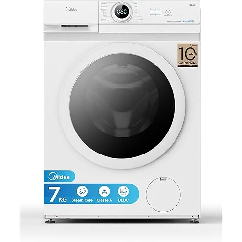 Midea Lavasciuga incasso 8kg + Set Lavatrice Slim Frigocongelatore 204L, Classe A con LED