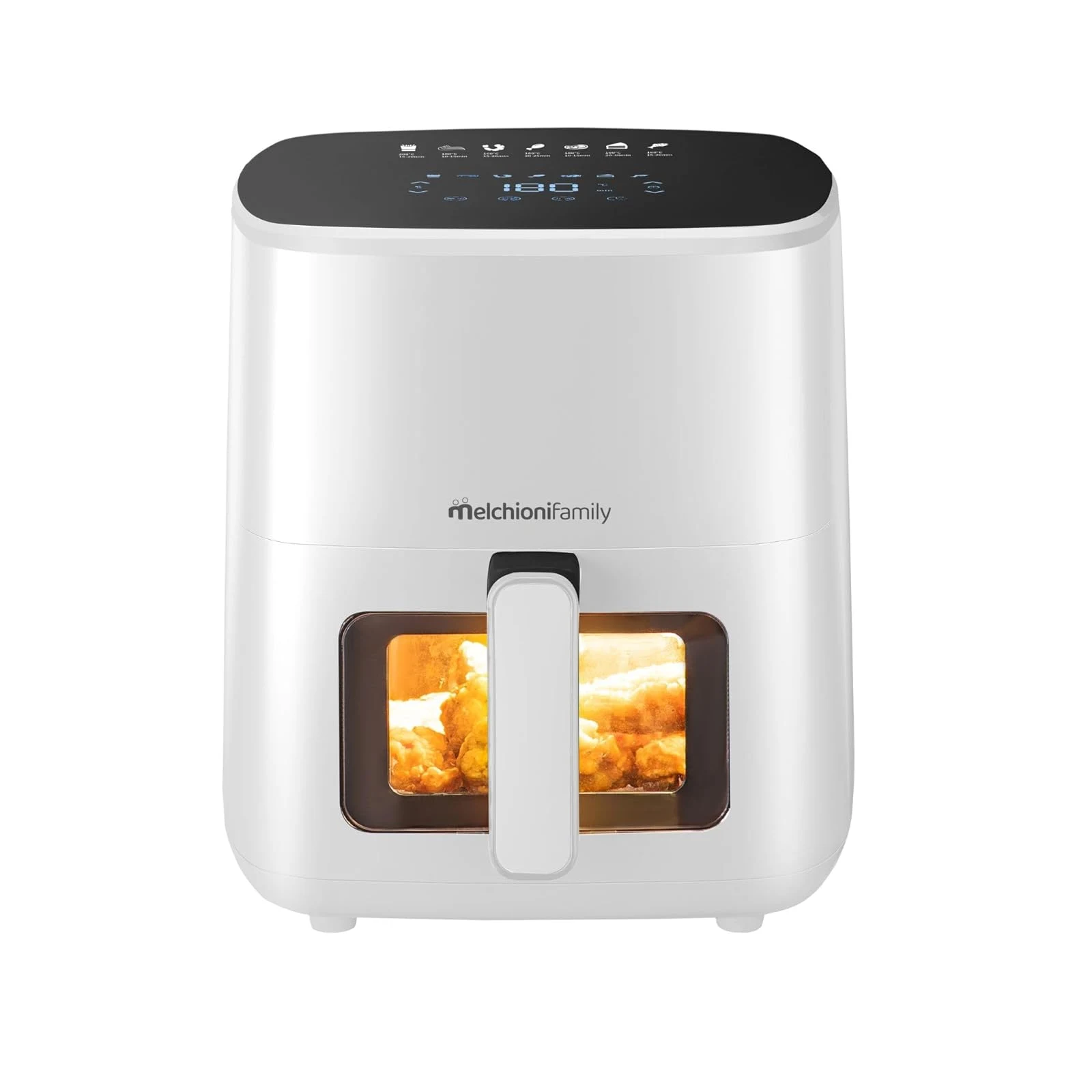 Melchioni Friggitrice ad aria 80°-200°C Family | MARIANNA NEW Friggitrice ad Aria 5L Air Fryer Compatta con Contenitore Antiaderente, Display Touch, 7 Programmi, Timer 60 min, Temperatura , 1500W