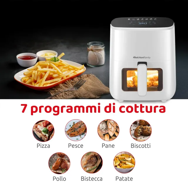 Melchioni Deumidificatore 80°-200°C Family | MARIANNA NEW Friggitrice ad Aria 5L Air Fryer Compatta 