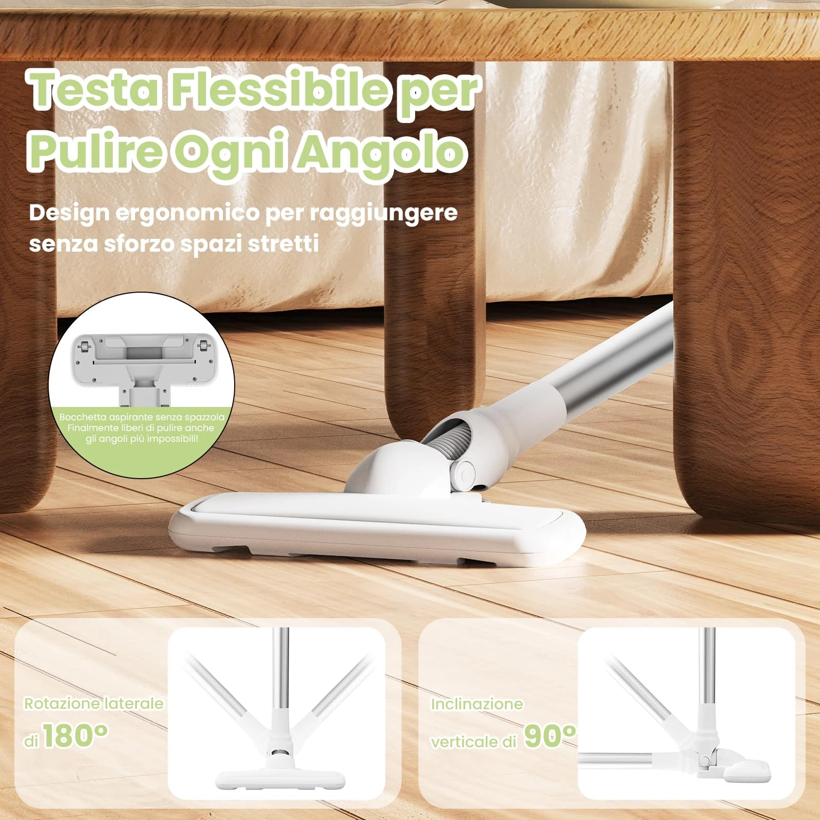 Suirviz Aspirapolvere cordless U5PRO Aspirapolvere Senza Fili, 28,000Pa Potente Aspirazione, 35Min d
