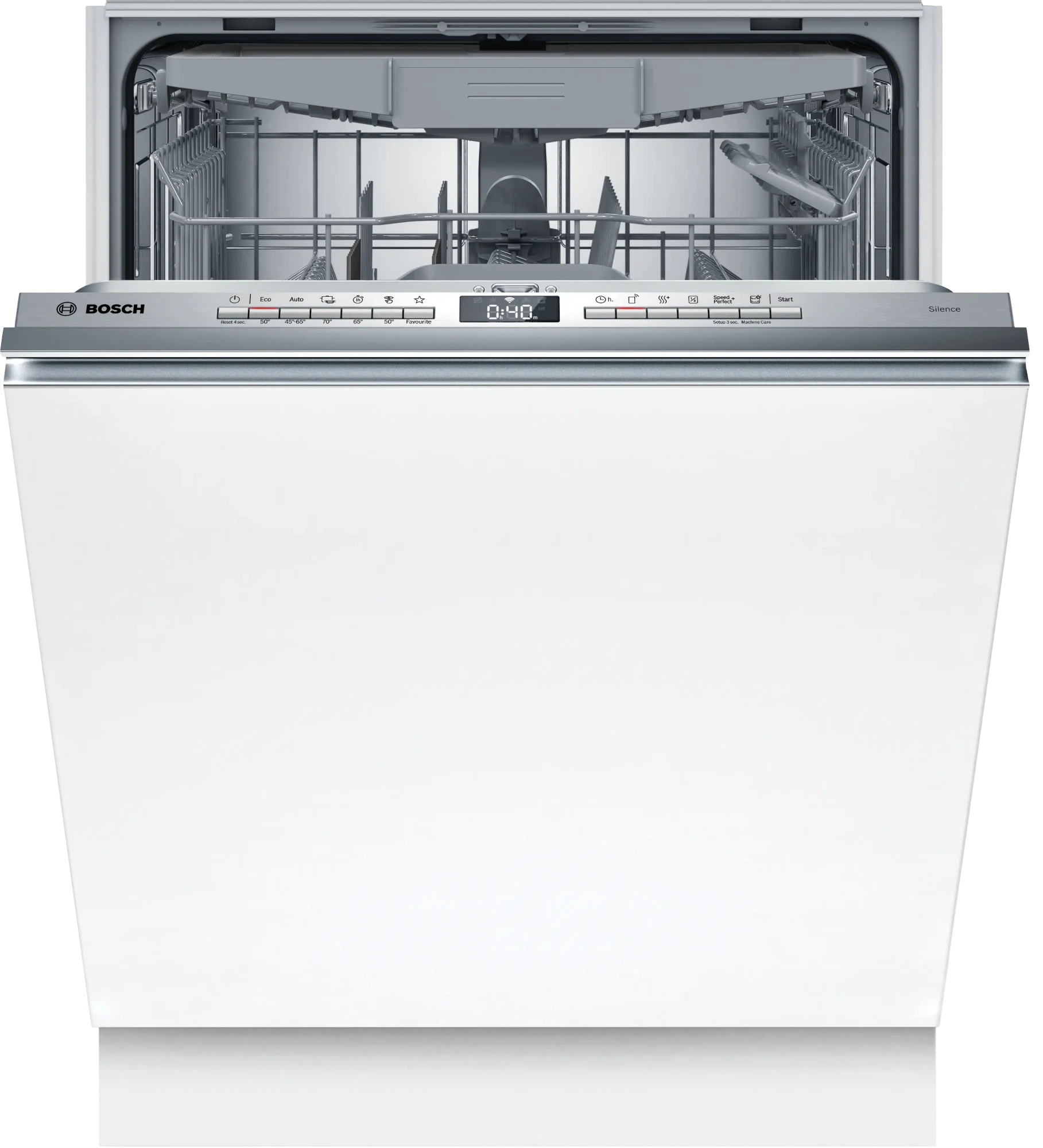 Bosch Lavastoviglie integrata totale SMV4HVX14E Serie 4, Lavastoviglie Smart da incasso a scomparsa totale, 14 coperti, Cestelli personalizzabili, Motore EcoSilence Drive, 60 cm.