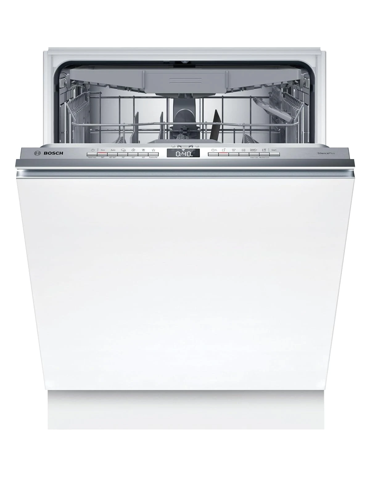 Bosch Lavastoviglie integrata totale SMV4HCX07E Serie 4, Lavastoviglie Smart da incasso a scomparsa totale, 10 coperti, Cestelli personalizzabili, Motore EcoSilence Drive, 60 cm.