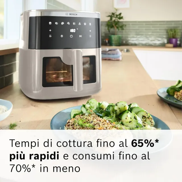 Bosch Microonde MAF671C0 Serie 6 Friggitrice ad Aria , Air Fryer XXL, Capacità 7,2 L, 7 Programmi Pr