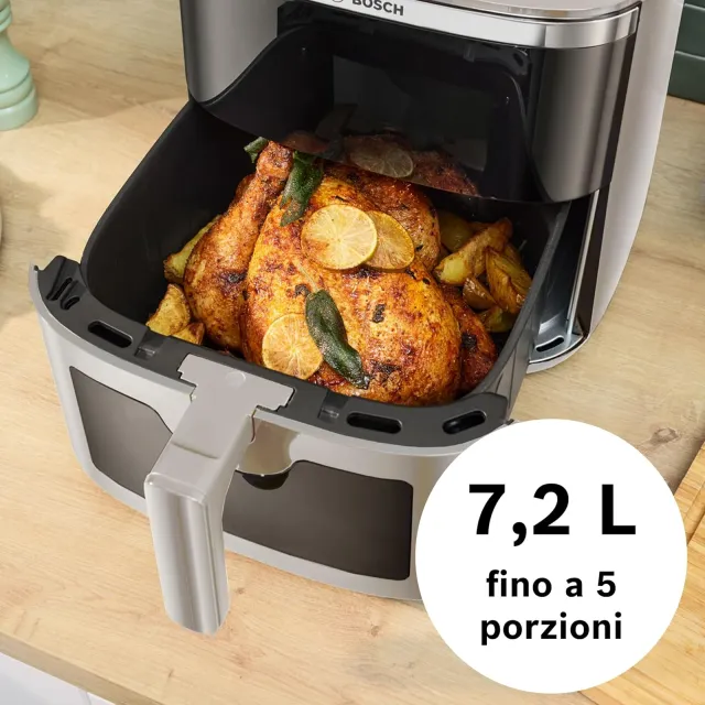 Bosch Microonde MAF671C0 Serie 6 Friggitrice ad Aria , Air Fryer XXL, Capacità 7,2 L, 7 Programmi Pr