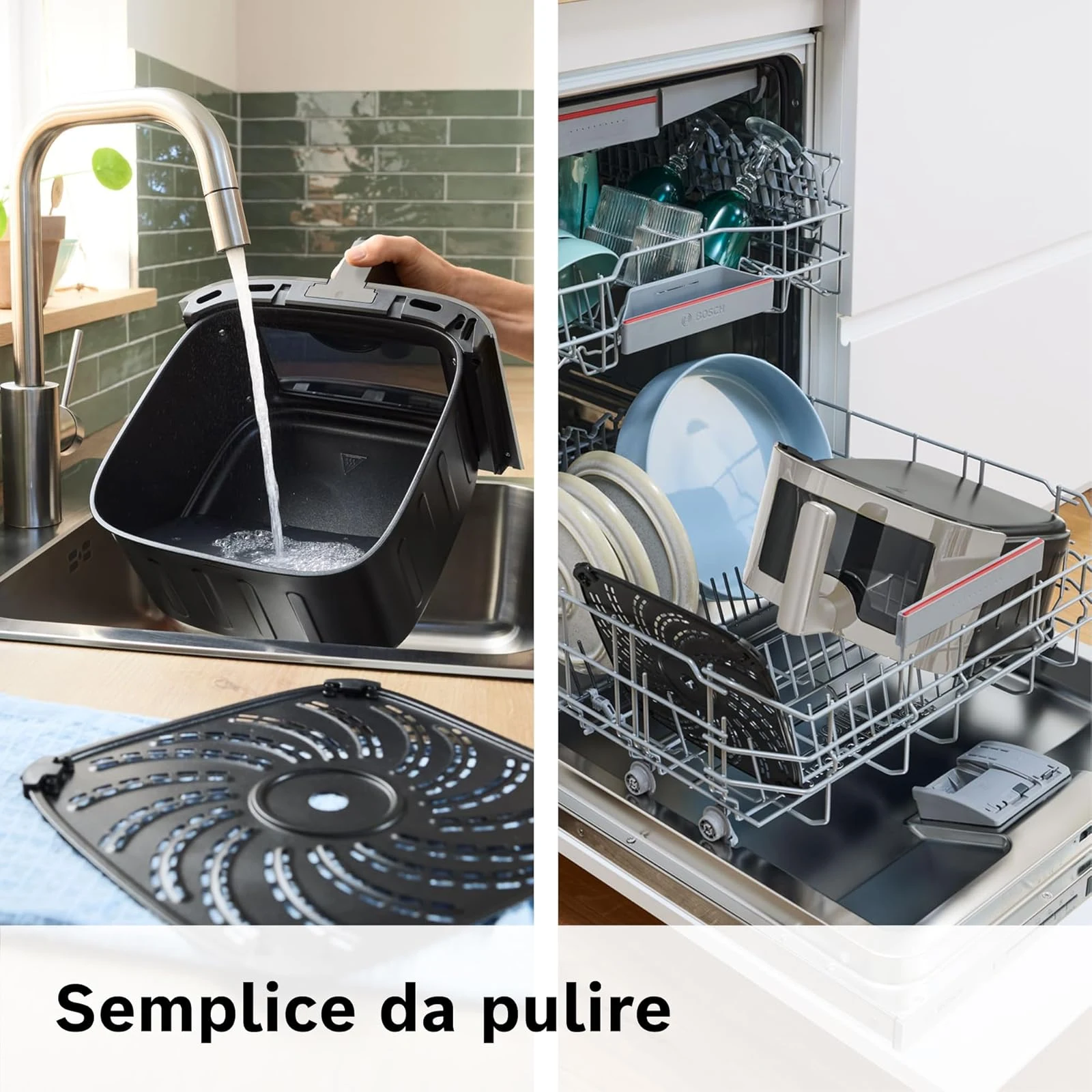Bosch Microonde MAF671C0 Serie 6 Friggitrice ad Aria , Air Fryer XXL, Capacità 7,2 L, 7 Programmi Pr