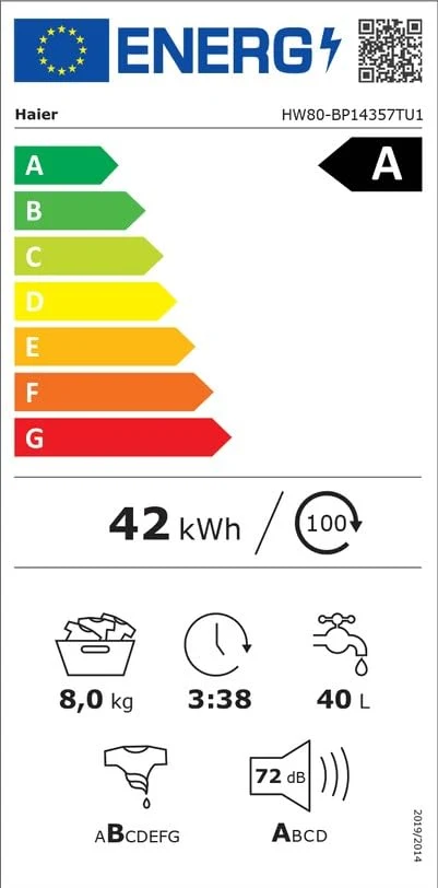 Haier Lavasciuga HW80-BP14357U-IT X Serie 5 Lavatrice 8 Kg, Libera Installazione, Carica Frontale, C