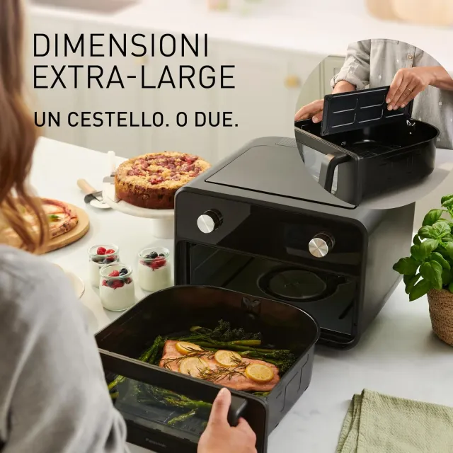 Panasonic Ventilatore NF-BC1000KXE Friggitrice ad Aria Flex con Finestra di Visualizzazione, XL Cest