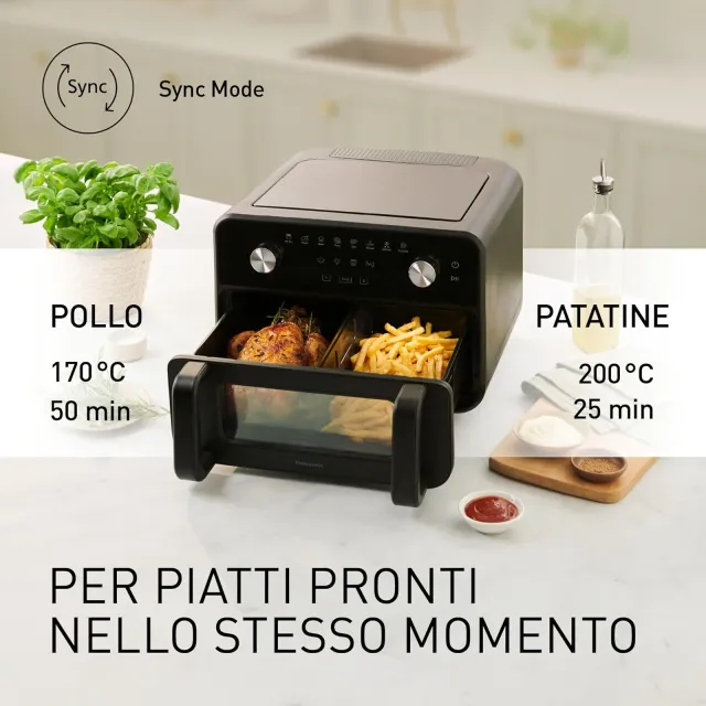 Panasonic Ventilatore NF-BC1000KXE Friggitrice ad Aria Flex con Finestra di Visualizzazione, XL Cest