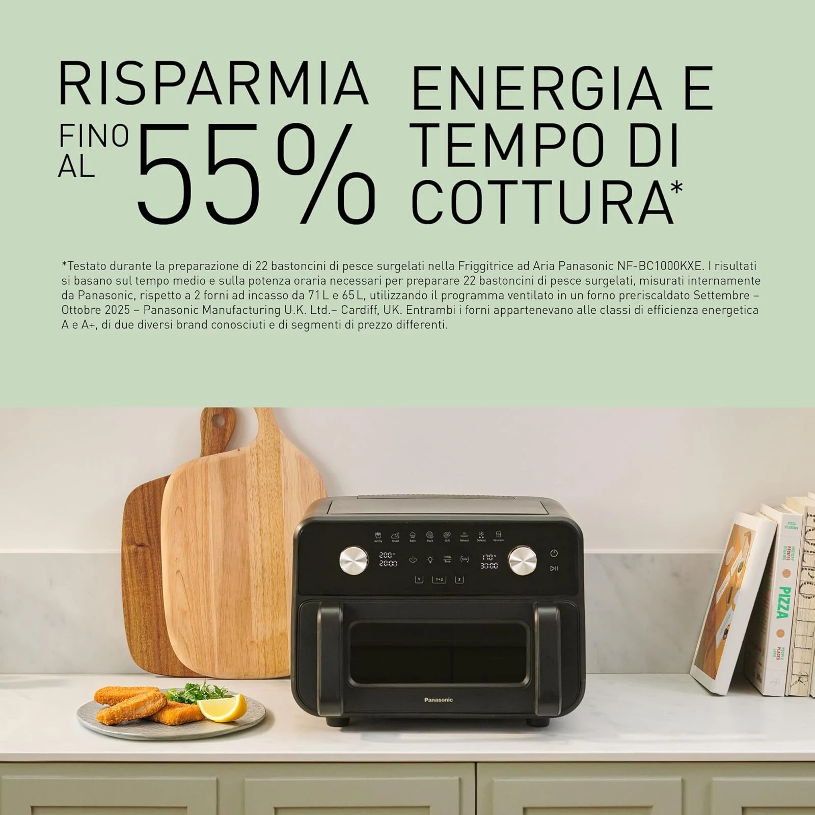 Panasonic Ventilatore NF-BC1000KXE Friggitrice ad Aria Flex con Finestra di Visualizzazione, XL Cest