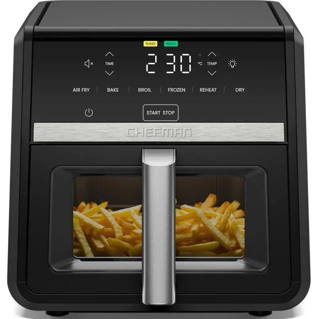 Chefman Friggitrice ad aria 8.5L 6-in-1 Friggitrice ad Aria TurboFry 8.5L, 6-in-1 ad Alta Potenza Cottura a 230°C, XL, Cestello con Finestra, Frittura ad Aria, Infornare, Griglia, Riscaldare, Disidrat