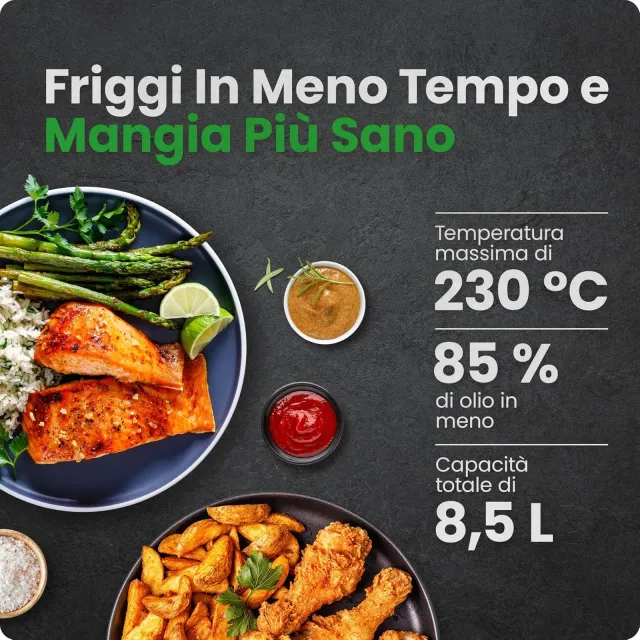 Chefman Aspirapolvere cordless 8.5L 6-in-1 Friggitrice ad Aria TurboFry 8.5L, 6-in-1 ad Alta Potenza