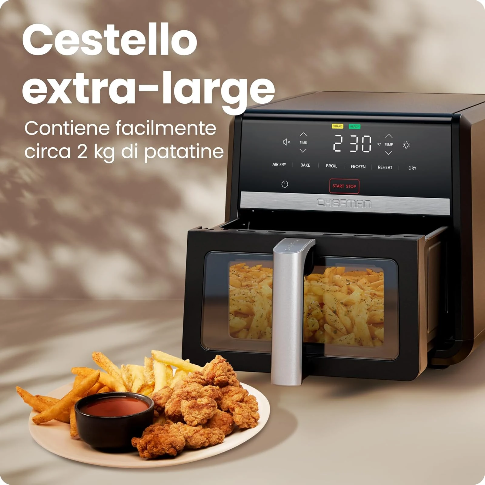 Chefman Aspirapolvere cordless 8.5L 6-in-1 Friggitrice ad Aria TurboFry 8.5L, 6-in-1 ad Alta Potenza