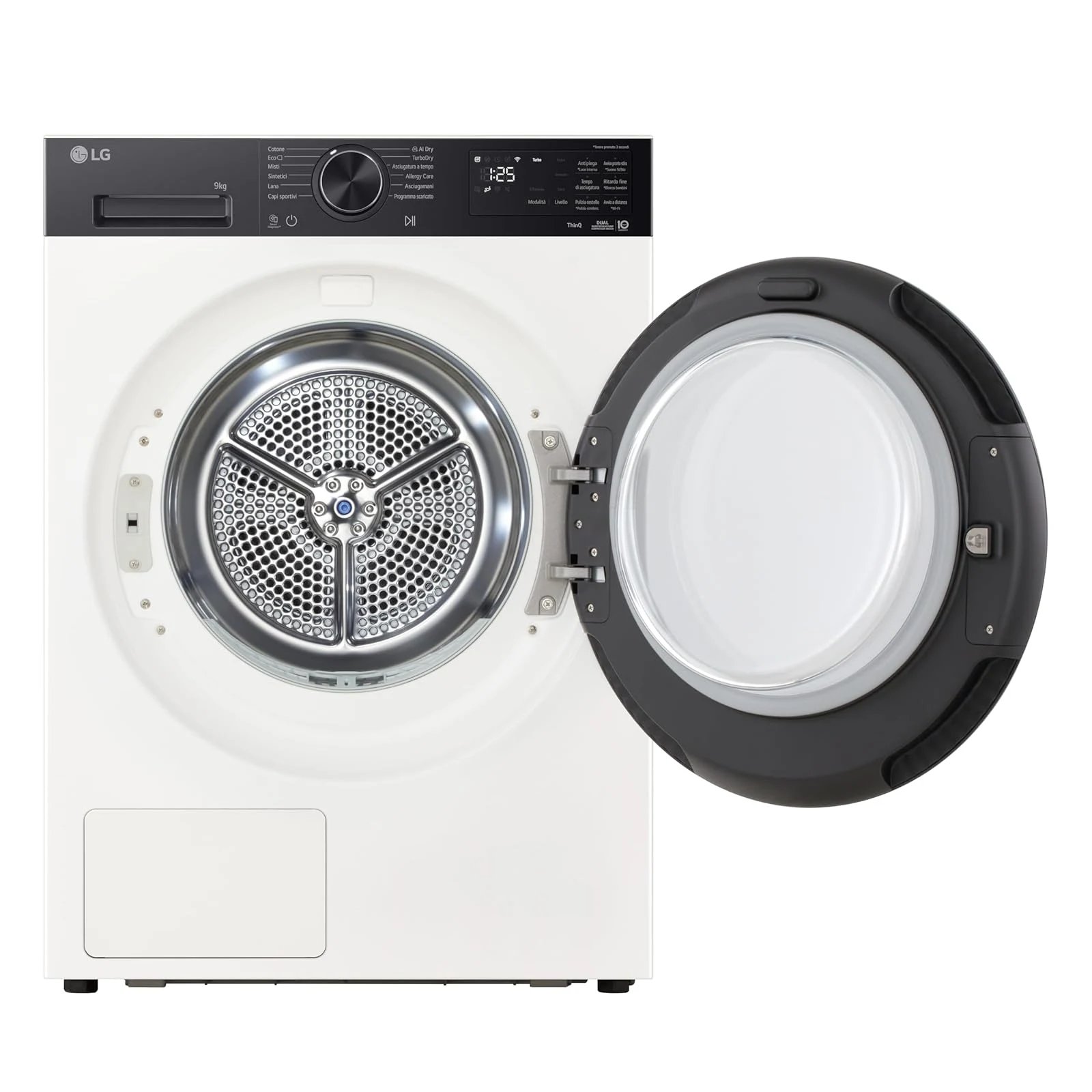 LG Asciugatrice RNX5009TWBB Asciugatrice 9Kg Pompa di Calore DUAL Inverter, Classe B, Asciugatura AI