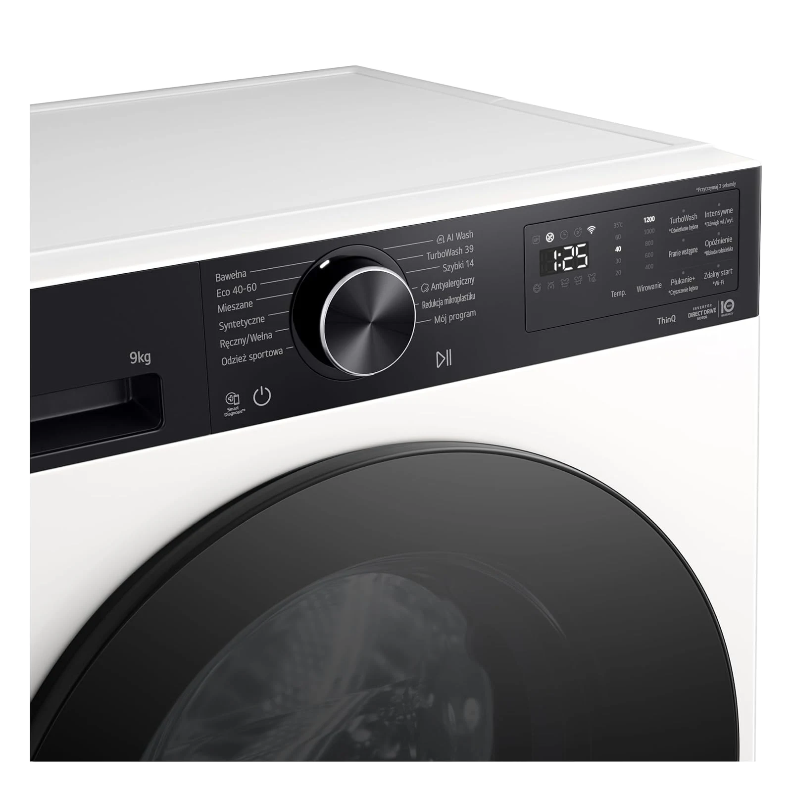 LG Lavatrice carica alto F2NX50S9THB Lavatrice Slim 9 kg Next AI DD, Classe A -30%, 1200 Giri, Progr