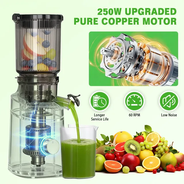 Estrattore di succo 130MM 250W Frutta e Verdura, Centrifuga Frutta e Verdura, 1L Estrattore di Succo