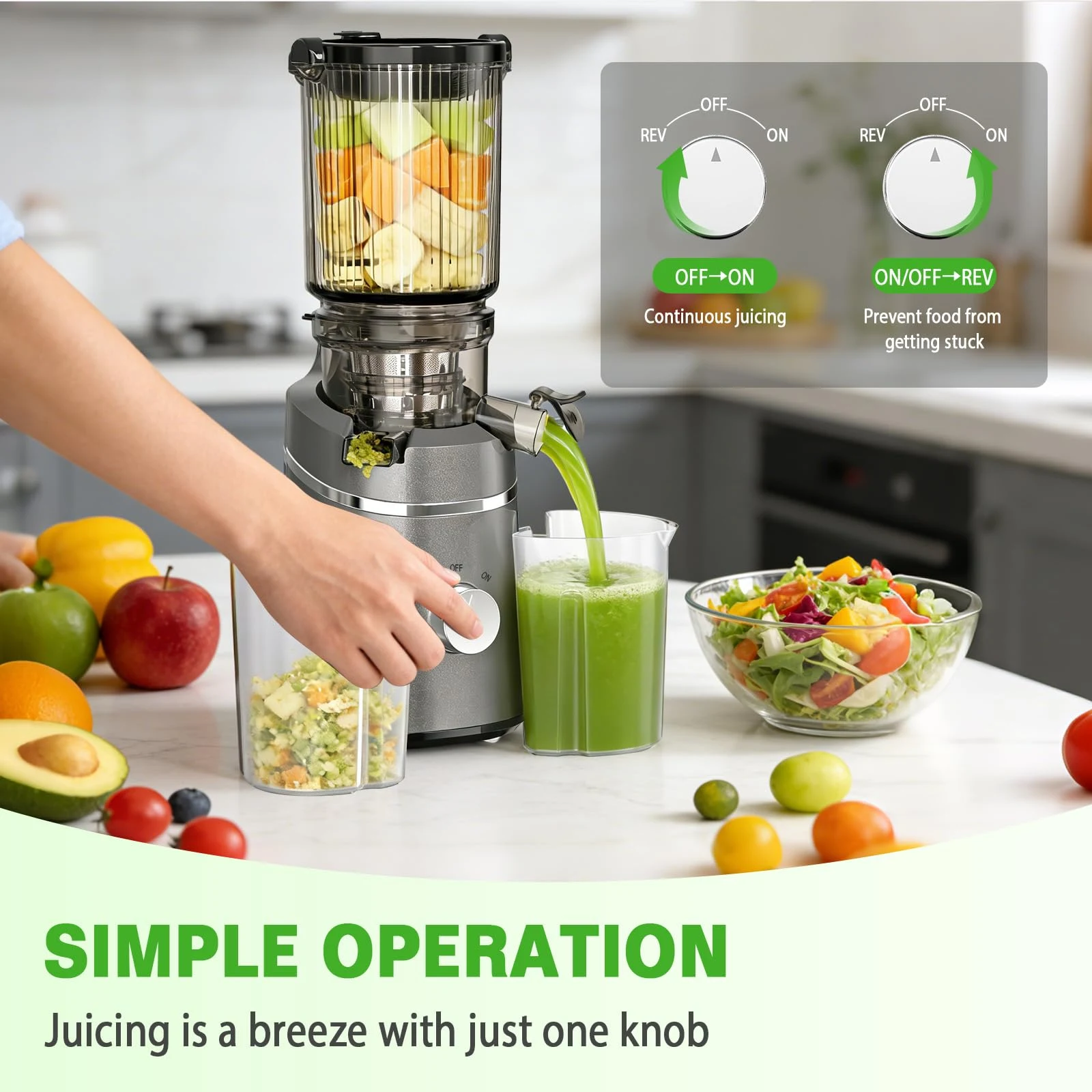 Estrattore di succo 130MM 250W Frutta e Verdura, Centrifuga Frutta e Verdura, 1L Estrattore di Succo