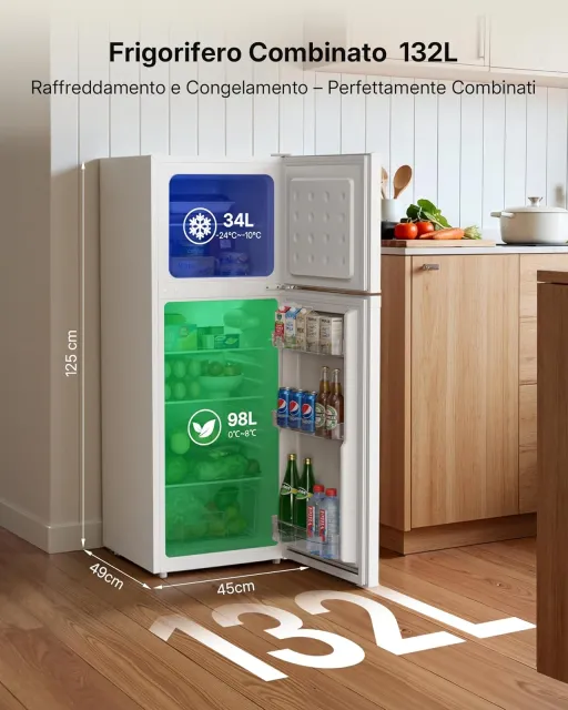 Upstreman Frigorifero incasso sottobase 132L Frigorifero Combinato , Frigorifero Doppia Porta (98L F
