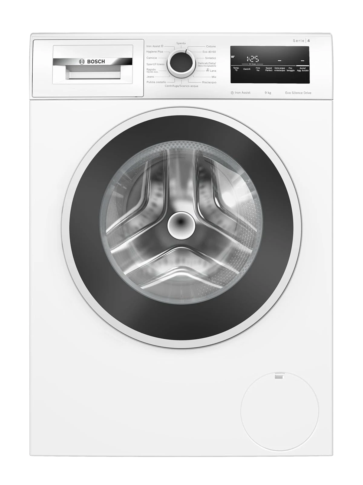 Bosch Lavatrice carica frontale WAN28219IT Serie 4 Lavatrice a carica frontale 9 kg, 1400 giri, Classe A, Motore inverter con 10 anni di garanzia, Riduce le pieghe e facilita la stiratura, Programmi brev