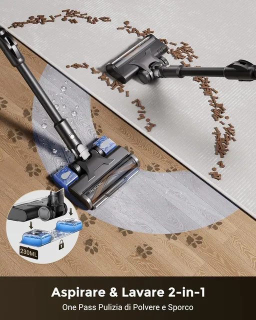 Proscenic Aspirapolvere cordless P20+ Aspirapolvere Senza Fili Potente 680W/70 Min/70000Pa, Scopa El
