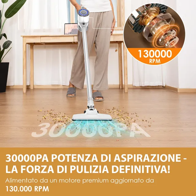 Vers Aspirapolvere cordless S6PRO VersLife Aspirapolvere Senza Fili 30KPa, Scopa Elettrica Senza Fil
