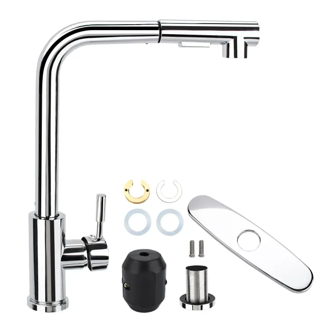 Rubinetto Miscelatore d'acqua Lavello Cucina,Miscelatore Cucina con Doccetta Estraibile,Miscelatore Cucina con Due Tipi di Getto ,Rubinetti Cucina in Acciaio Inossidabile,Facile da Installar