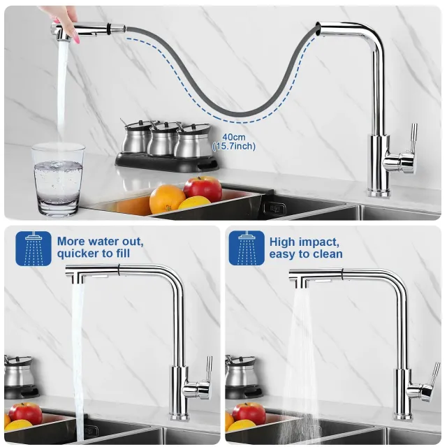 Rubinetto Miscelatore d'acqua Lavello Cucina,Miscelatore Cucina con Doccetta Estraibile,Miscela