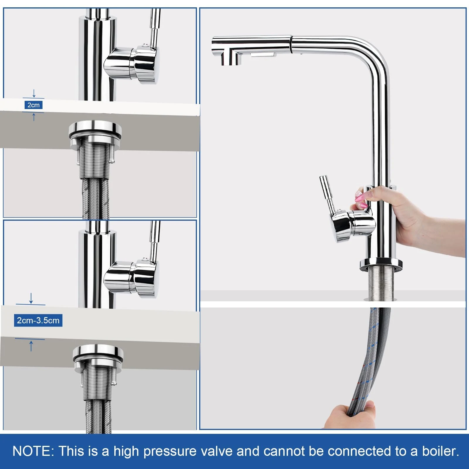 Rubinetto Miscelatore d'acqua Lavello Cucina,Miscelatore Cucina con Doccetta Estraibile,Miscela