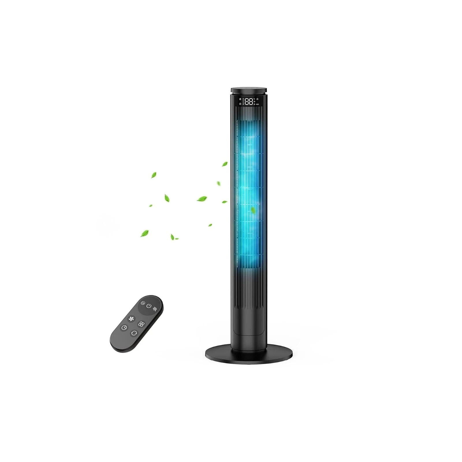 Ventilatore 92cm a Torre con Schermo LED Regolabile (Spegnimento Totale) e Telecomando con Tasto Muto, Ventilatori a Colonna Silenziosi 28dB, 6 Velocità+5 Modalità, Oscillazione