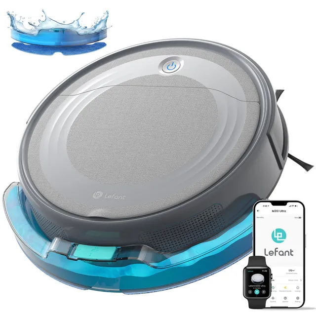 Lefant Robot aspirapolvere M310 Ultra Robot Aspirapolvere Lavapavimenti con Mappatura, 6000Pa, Navigazione ToF PSD 190°, 170 Min, Controllo APP/WiFi, 3-in-1, Ideale per Peli Animali e Paviment
