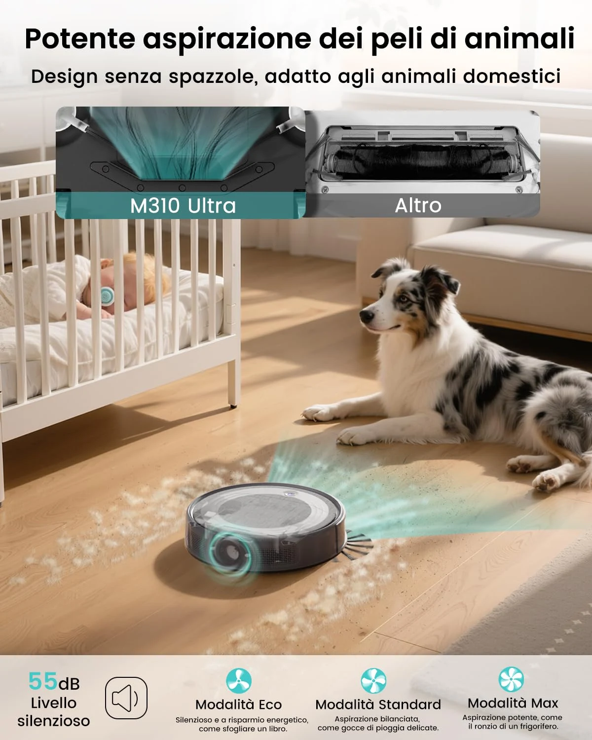 Lefant Robot aspirapolvere M310 Ultra Robot Aspirapolvere Lavapavimenti con Mappatura, 6000Pa, Navig