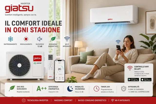 Condizionatore Climatizzatore triple split 12000 BTU Inverter – Climatizzatore Silenzioso Caldo/Fred