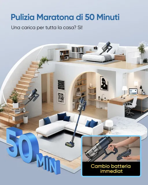 Vexilar Aspirapolvere cordless 58000Pa/ 50Min Aspirapolvere Senza Fili Aspirapolvere Lavapavimenti P